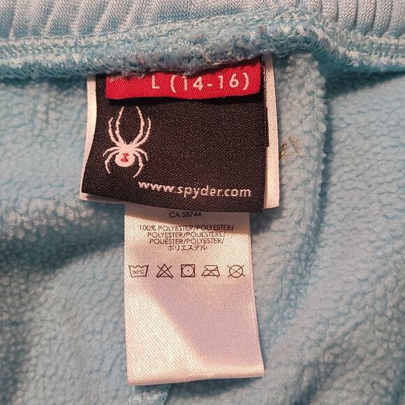 Kids Spyder Blue Sweatpants Size Large 14-16 Logo Graphic Ankle Cuff Athletic - Picture 7 of 9